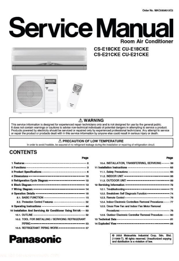 CS-E18CKE, CS-E21CKE, CU-E18CKE, CU-E21CKE